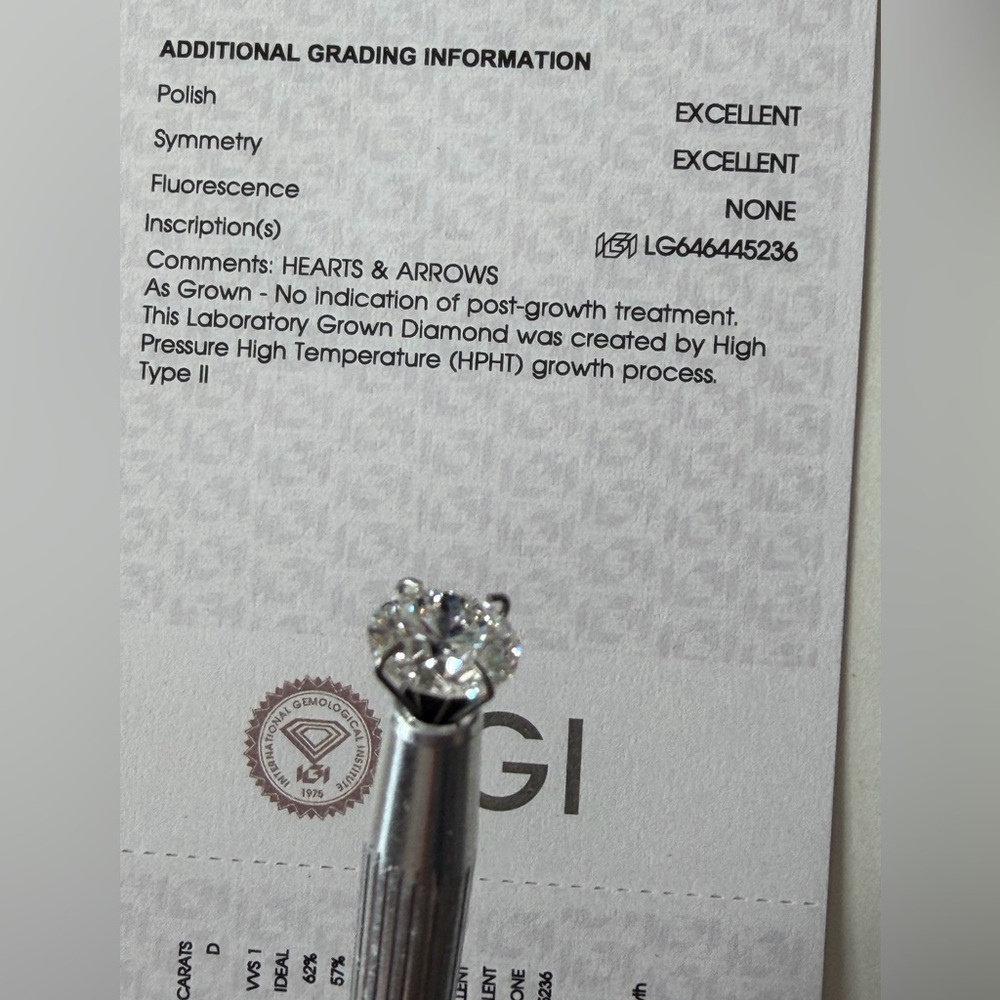 IGI Certified 2.54ct Lab-Grown Diamond – D Color, VVS1, Ideal Cut